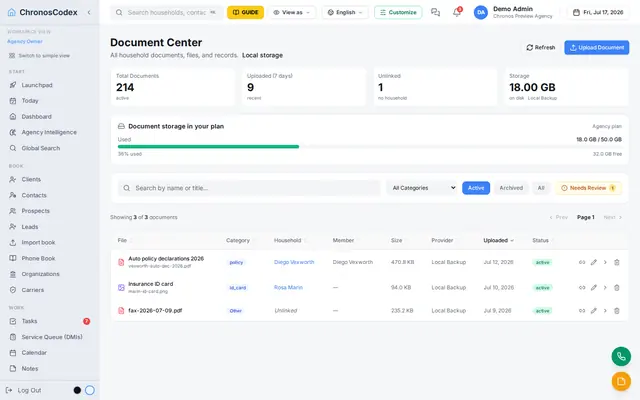 Uploads, ID cards, and forms linked to the right household automatically.